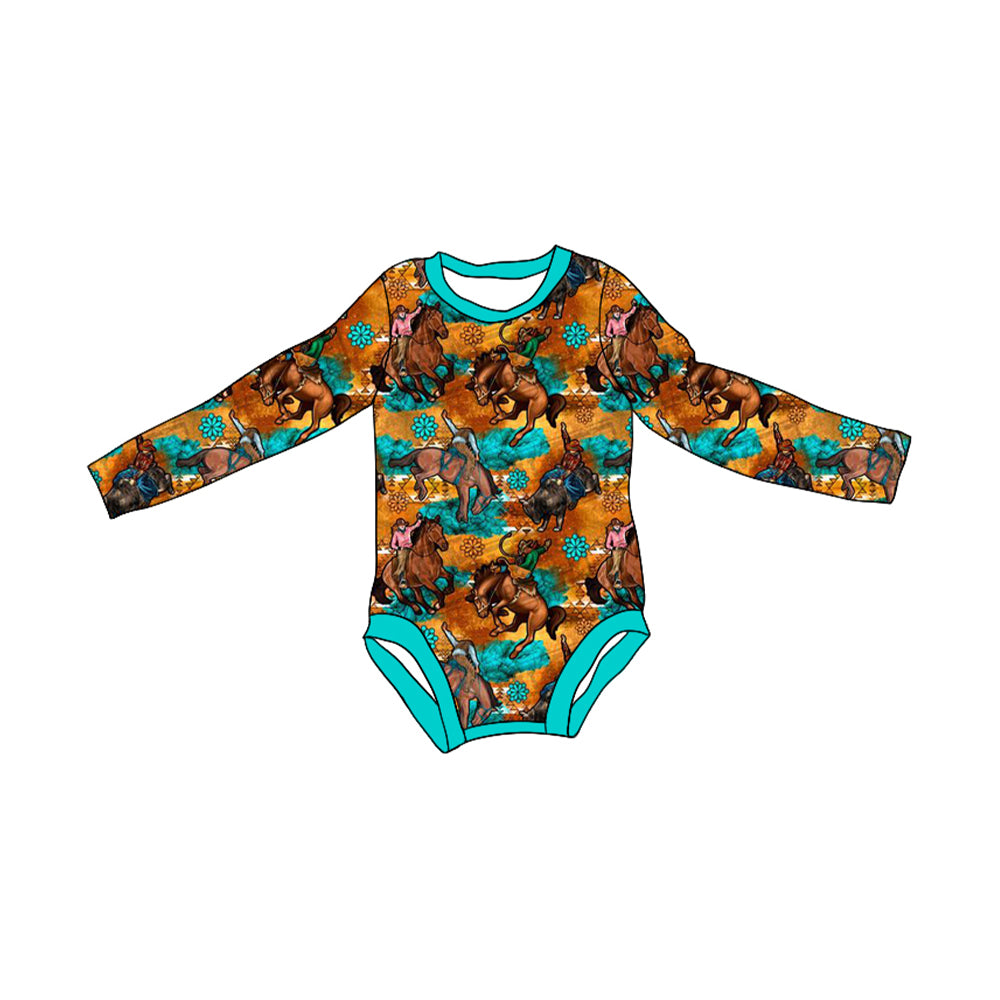 Infant baby western rodeo long sleeve romper preorder