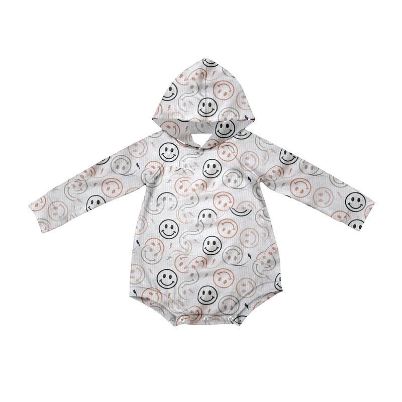 Wholesale kids baby boy long sleeve smile face hoodie romper preorder
