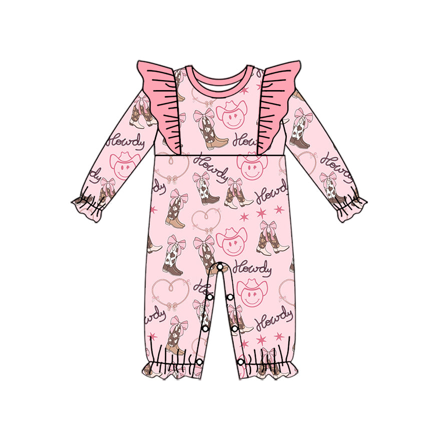 Cowgirl western howdy long sleeve romper preorder