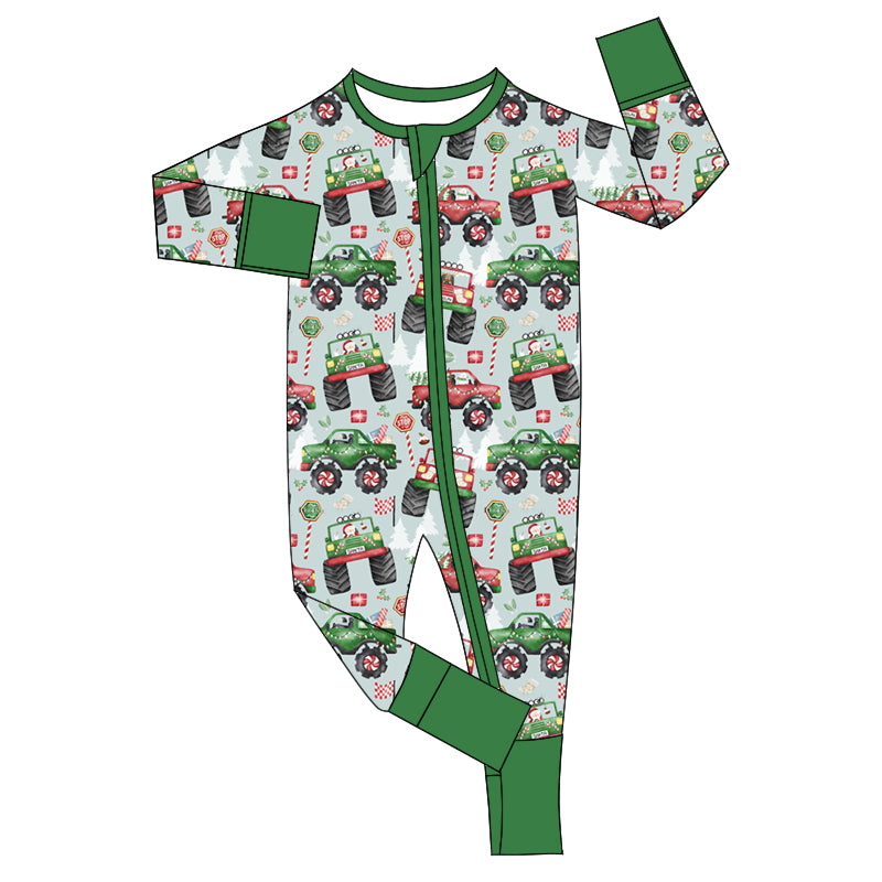 Christmas truck long sleeve baby romper preorder