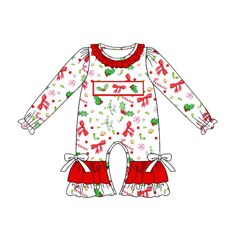 Toddle girls Christmas holly long sleeve romper preorder