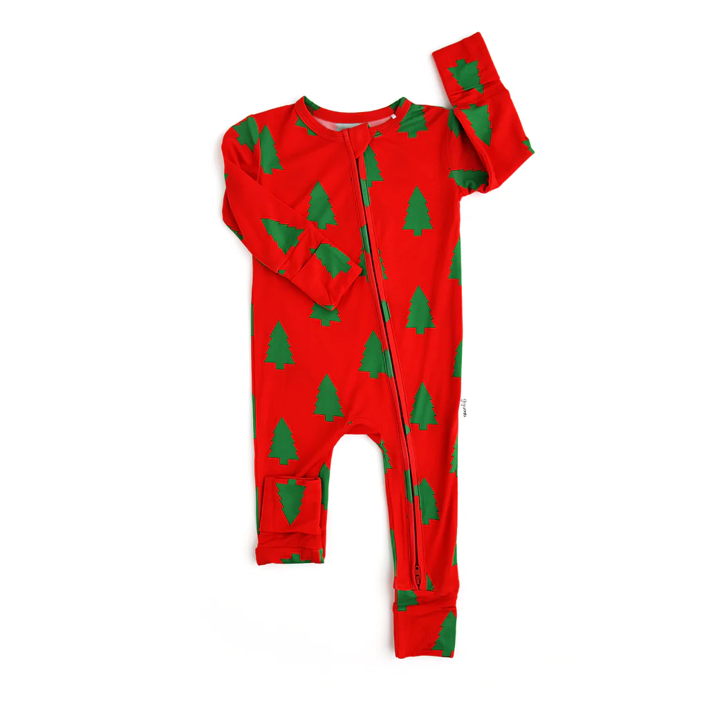 Infant baby girls Christmas tree zip romper preorder