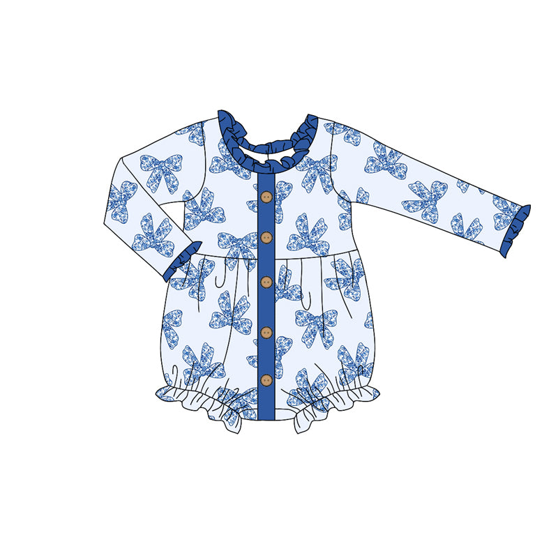 Toddle girls blue bow boutique romper preorder