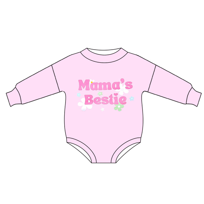 Mamas bestie toddle girls long sleeve romper preorder