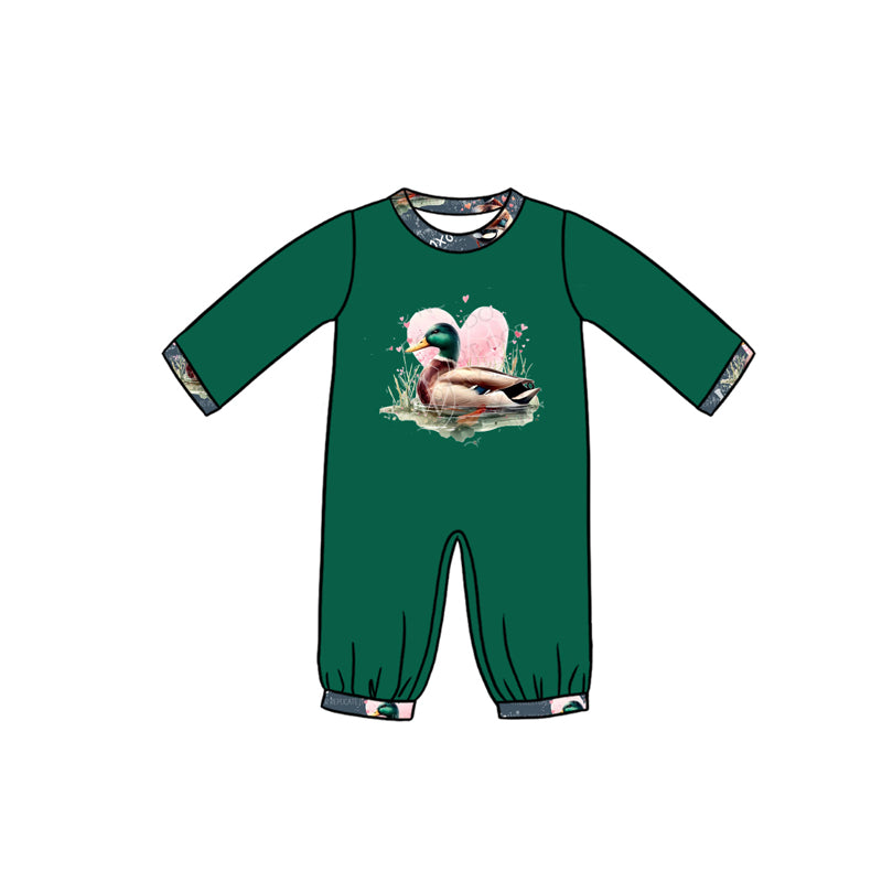 Valentines day mallard duck long sleeve romper preorder