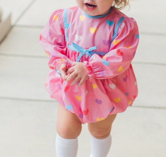 Valentines colorful heart baby girls romper preorder