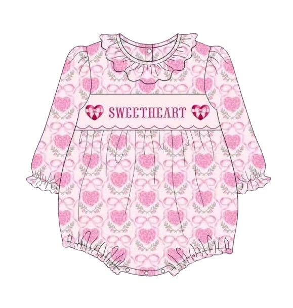 Valentines day sweet heart girls long sleeve romper preorder