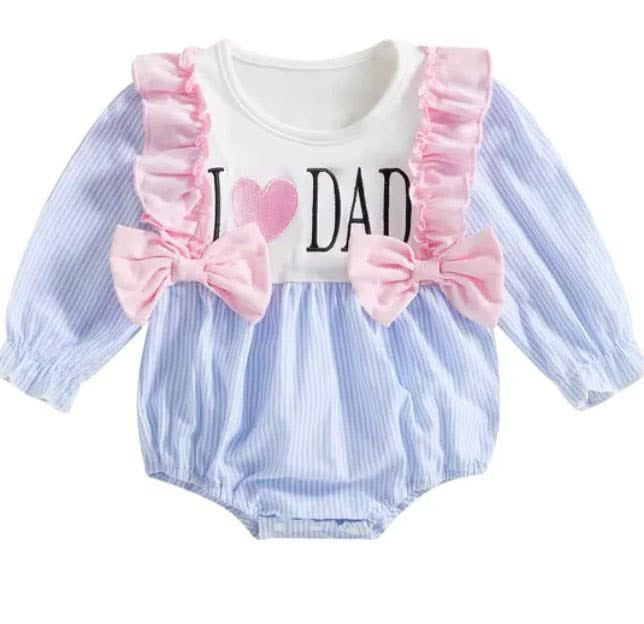Toddle baby girl I love dad pink bow romper preorder