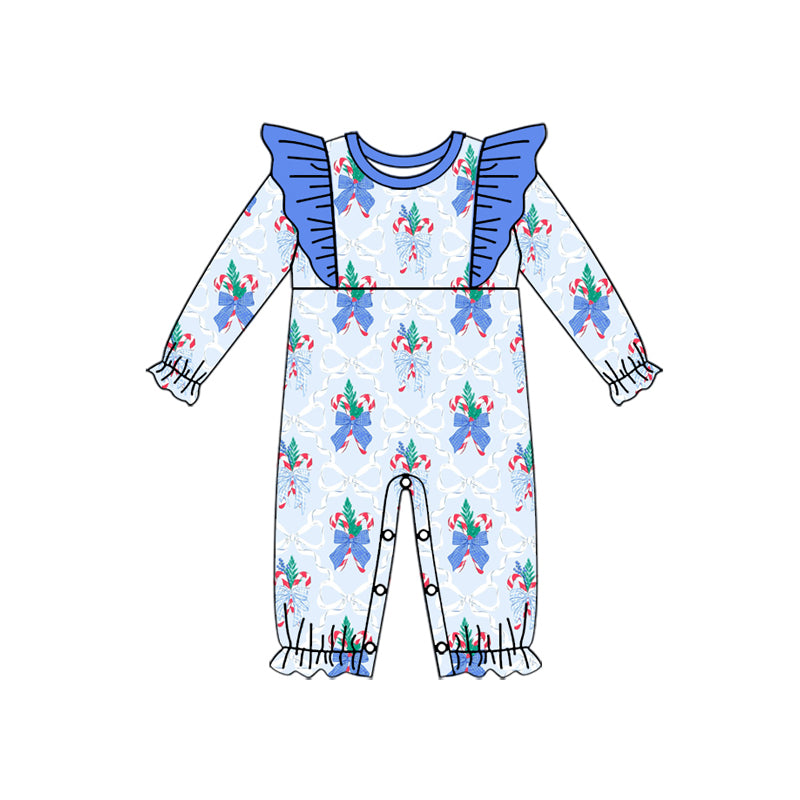 Christmas candy cane long sleeve romper preorder