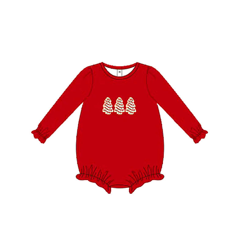 Toddle girl Christmas tree cake long sleeve romper preorder