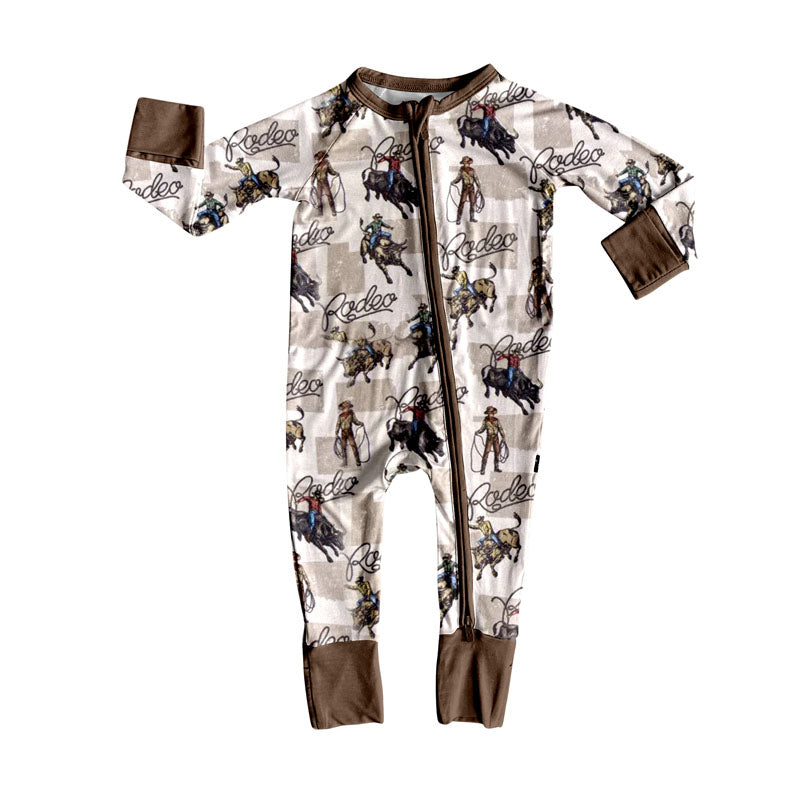 Western rodeo baby long sleeve romper preorder