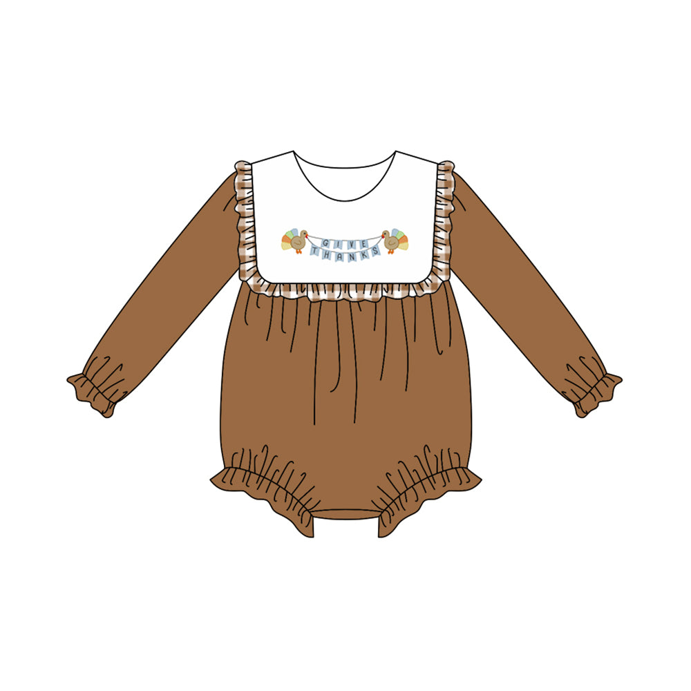 Baby girls Thanksgiving turkey romper preorder