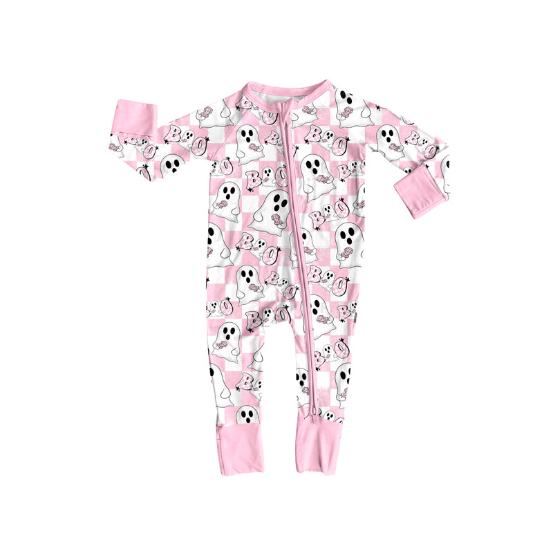 Baby girls Halloween boo ghost zip romper preorder