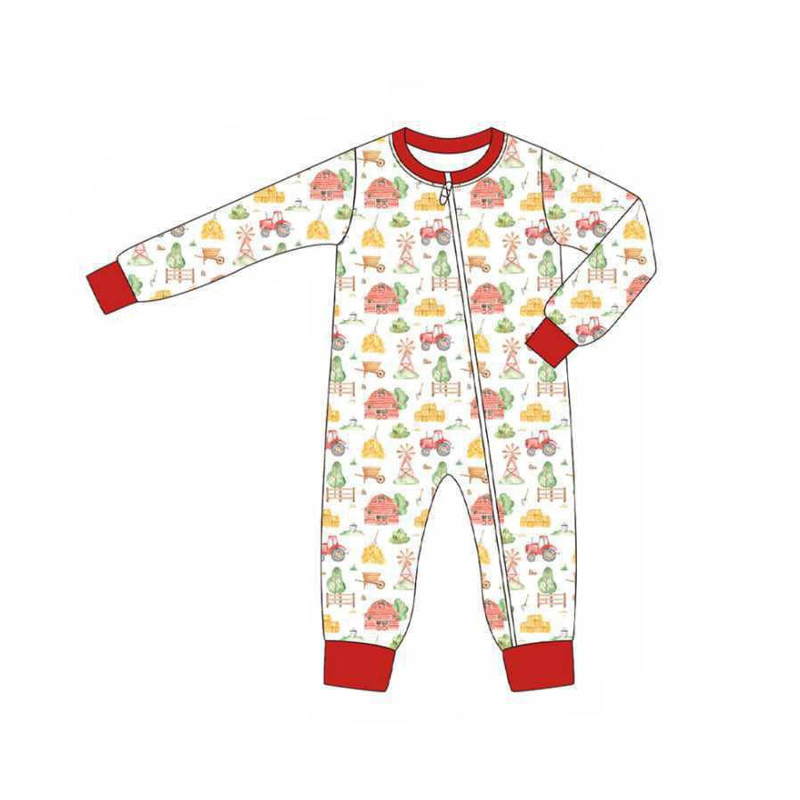Toddle boy farm animal long sleeve romper preorder