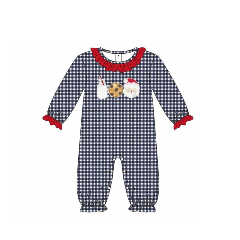 Toddle baby girl Christmas santa cookie long sleeve romper preorder