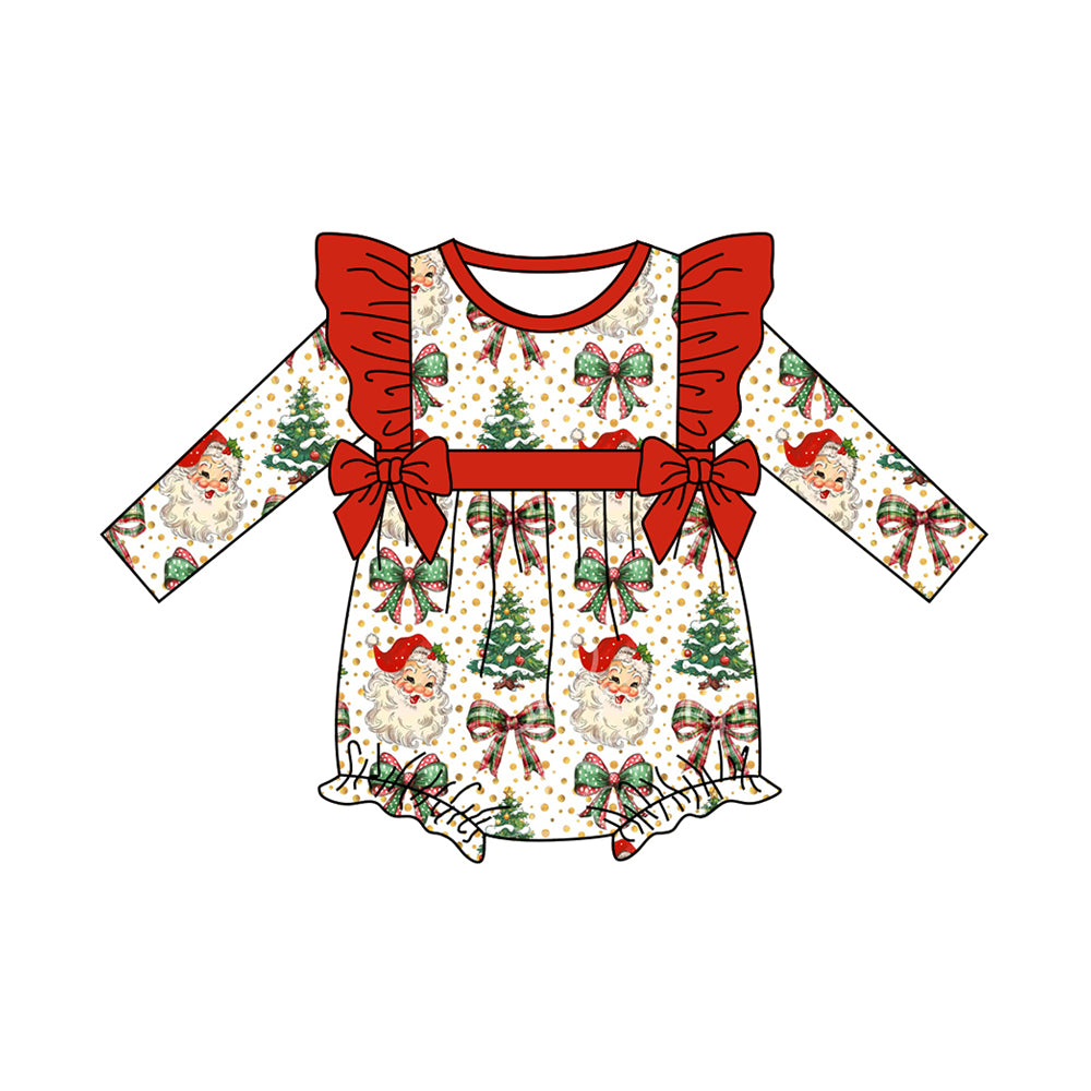 Christmas santa claus tree design long sleeve romper preorder