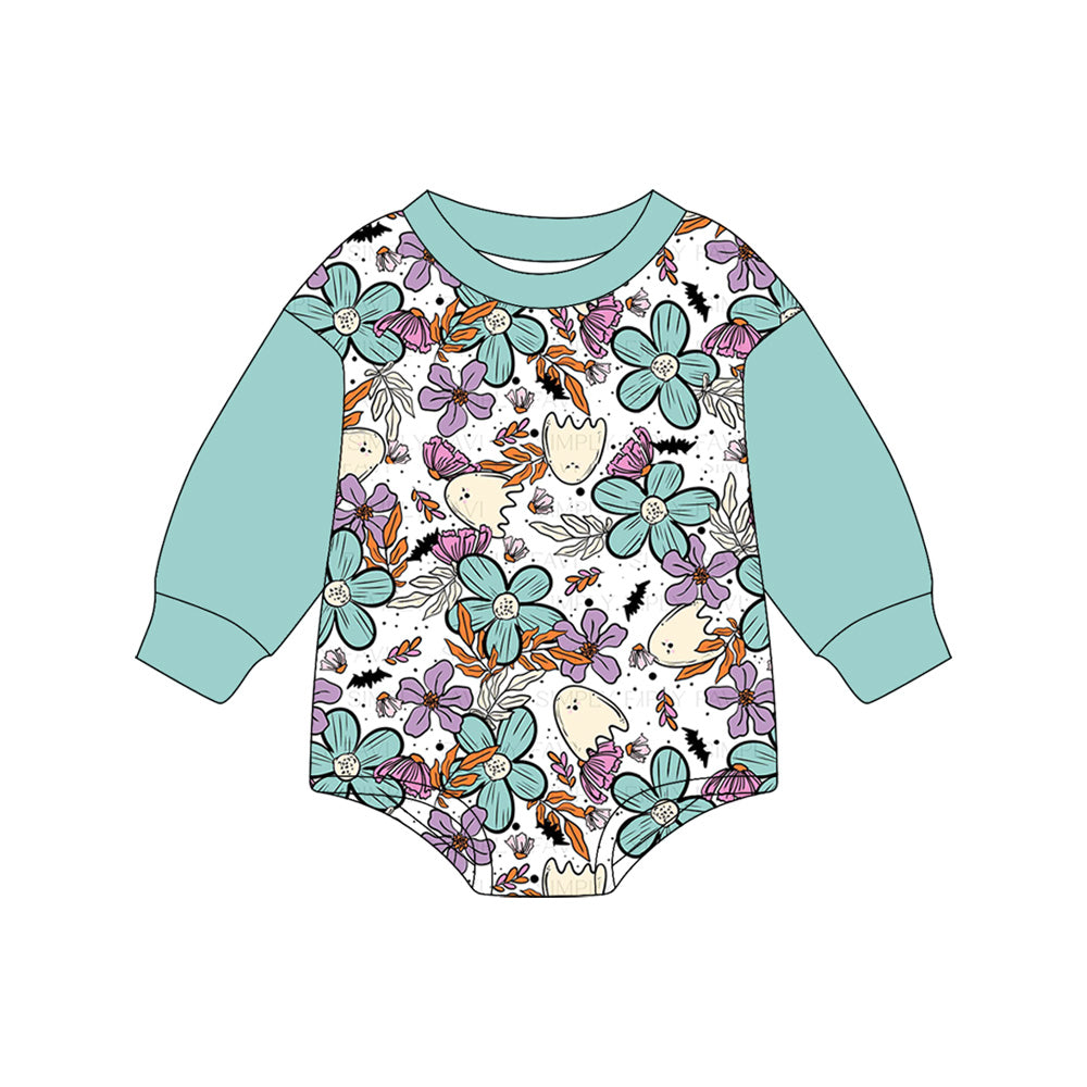Toddle baby girl Halloween ghost flowers long sleeve romper preorder