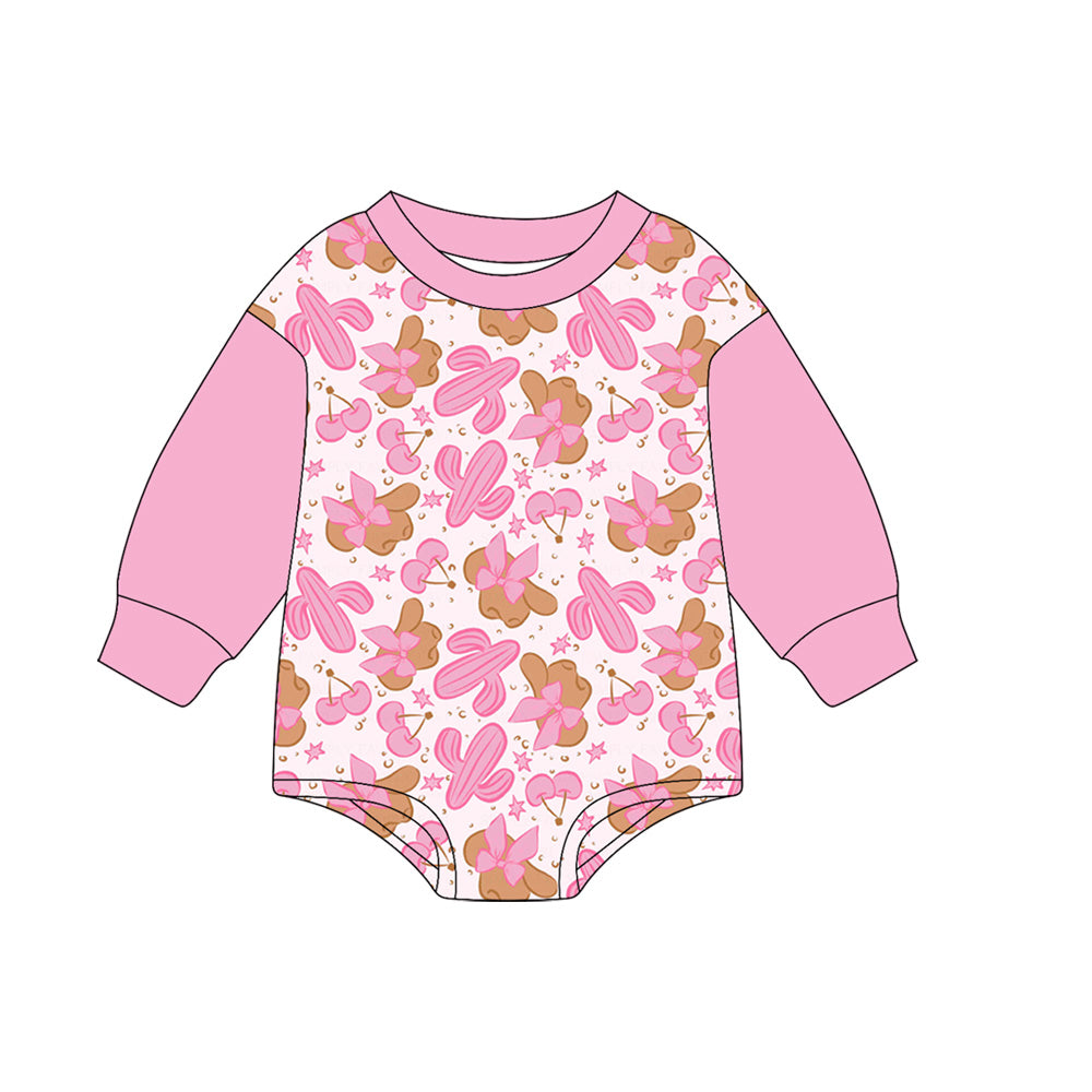 Toddle baby girl western cactus long sleeve romper preorder