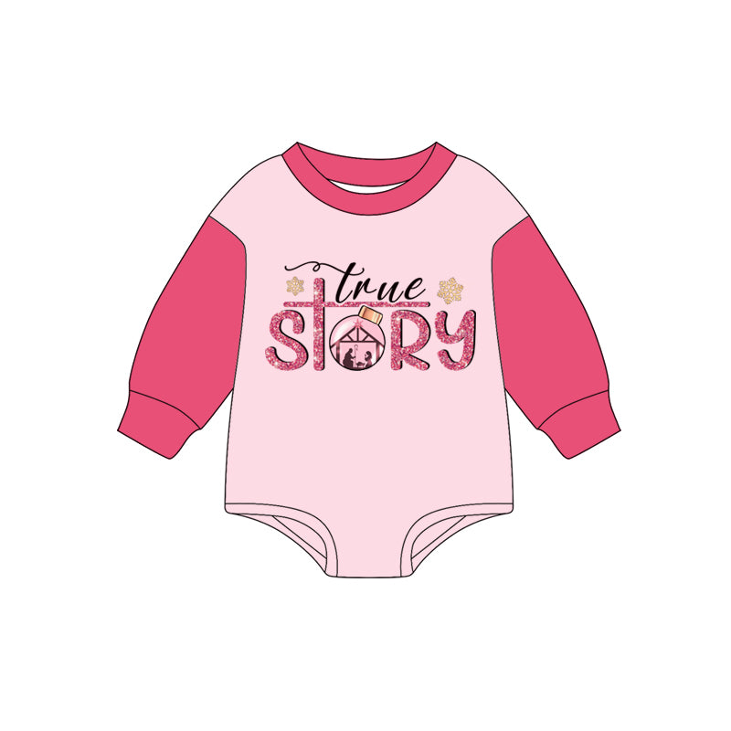 Baby girl long sleeve jesus story long sleeve romper preorder