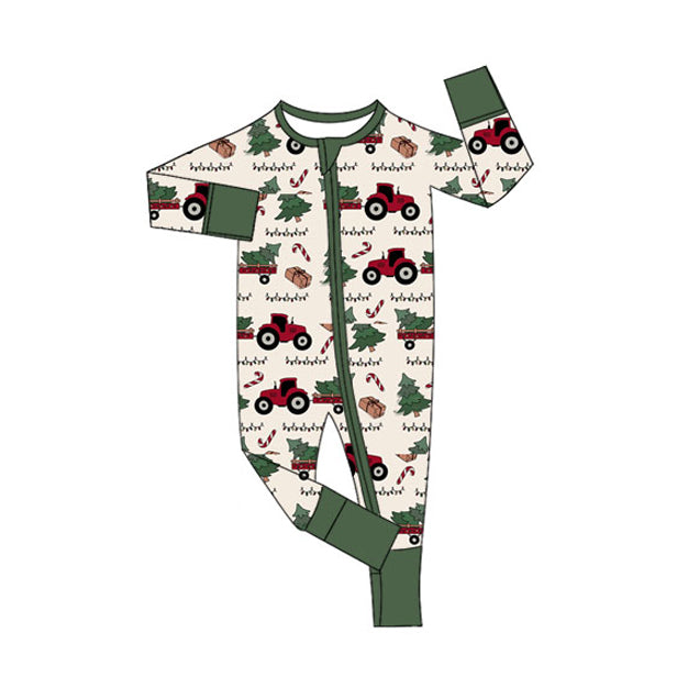 Toddle baby boy Christmas tree tractor romper preorder