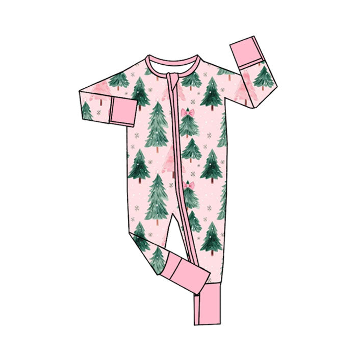 Christmas pink green treen infant baby long sleeve romper preorder