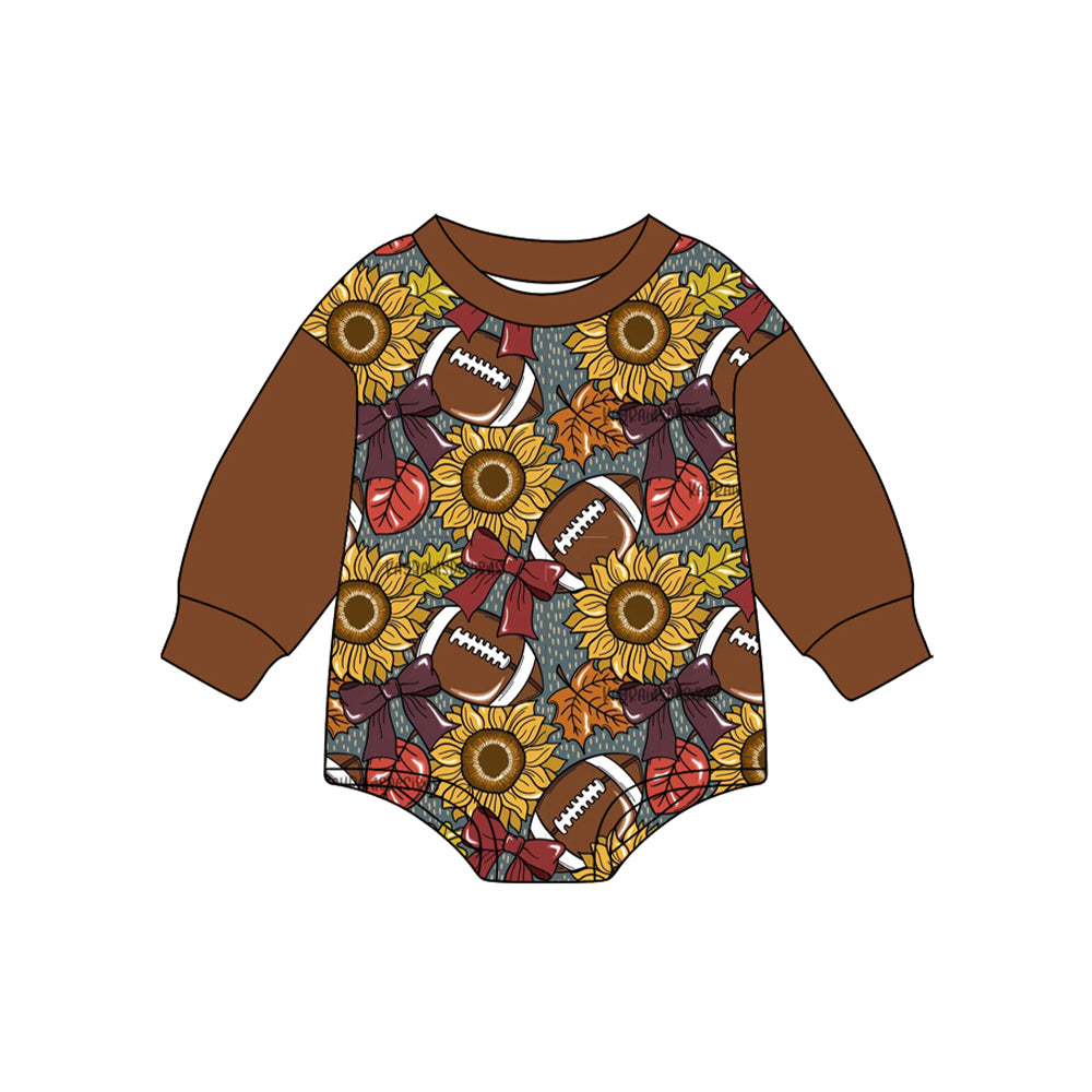 Football sunflowers infant baby long sleeve romper preorder