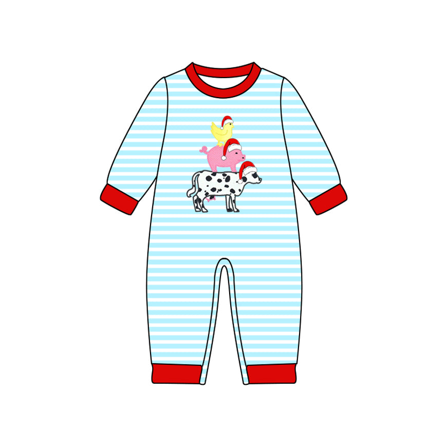 Farm animal infant baby boy long sleeve romper preorder