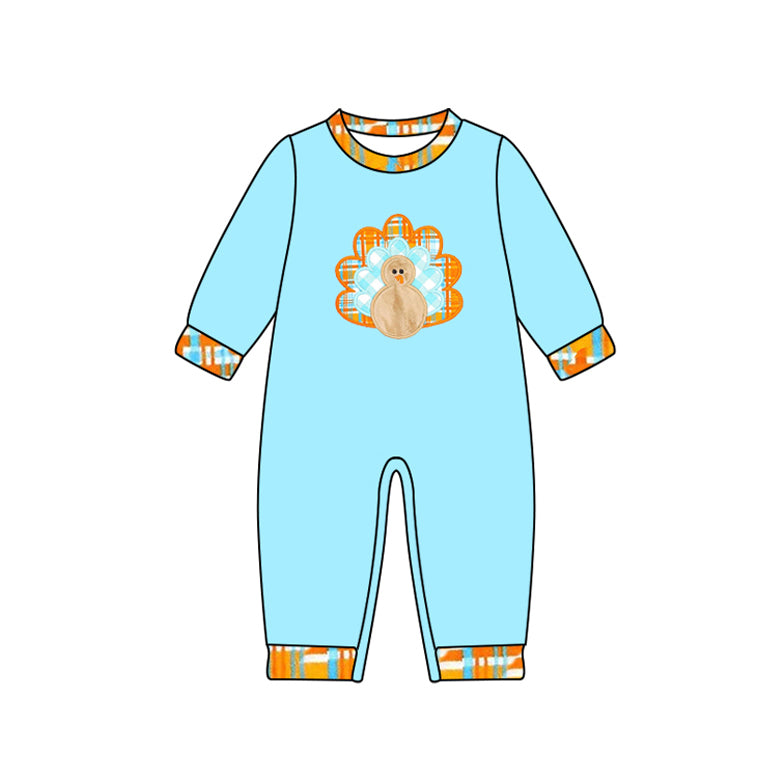 Thanksgiving turkey infant baby boy long sleeve romper preorder