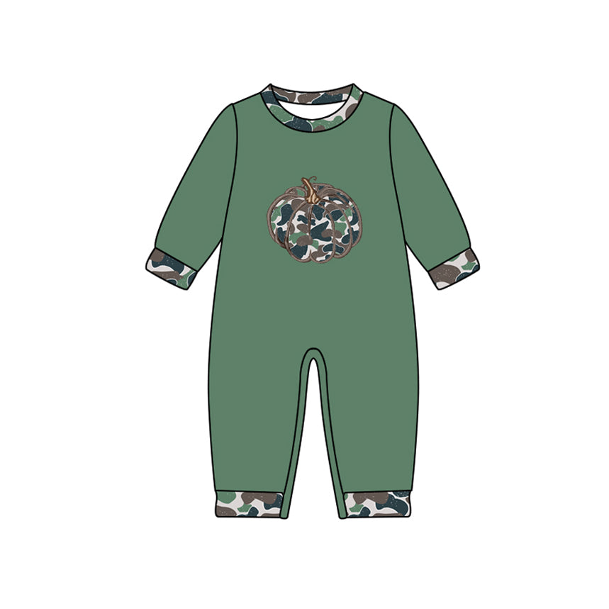 Camo pumpkin design kids long sleeve romper preorder
