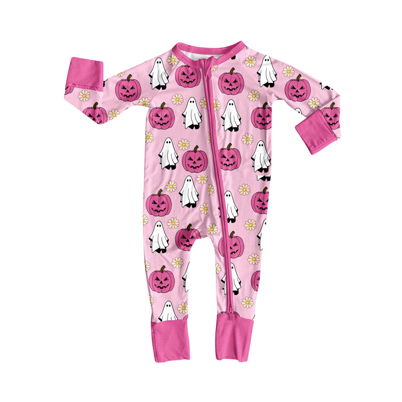 Halloween pumpkin ghost design girls long sleeve romper preorder