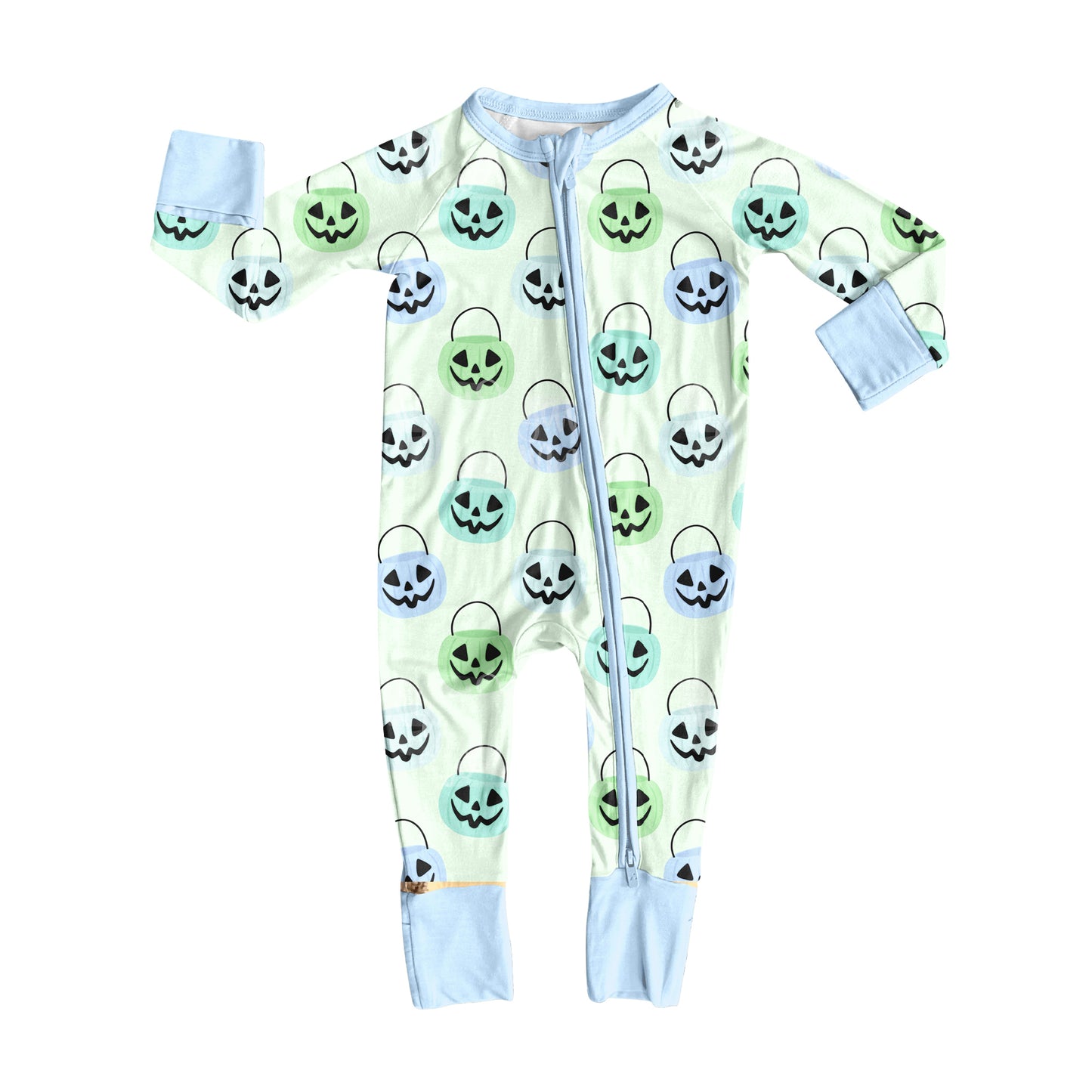 Toddle baby Halloween ghost pumpkin blue romper preorder