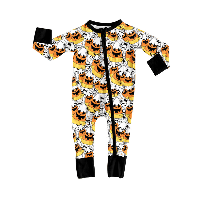 Toddle boy Halloween candy corn design romper preorder