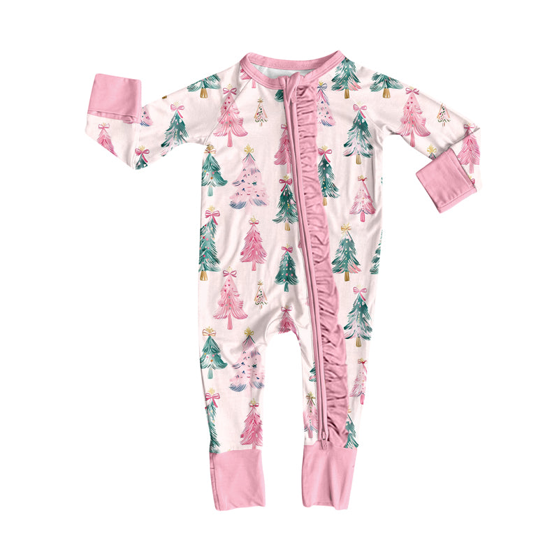 Toddle baby girl Christmas tree design long sleeve romper preorder
