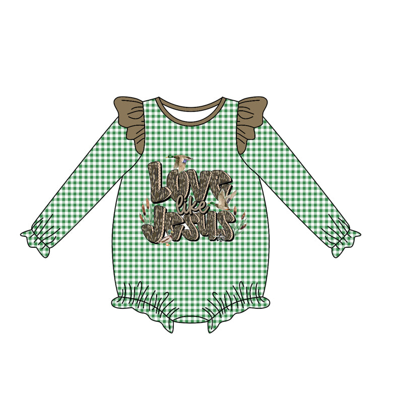 Love like Jesus design girls long sleeve romper preorder