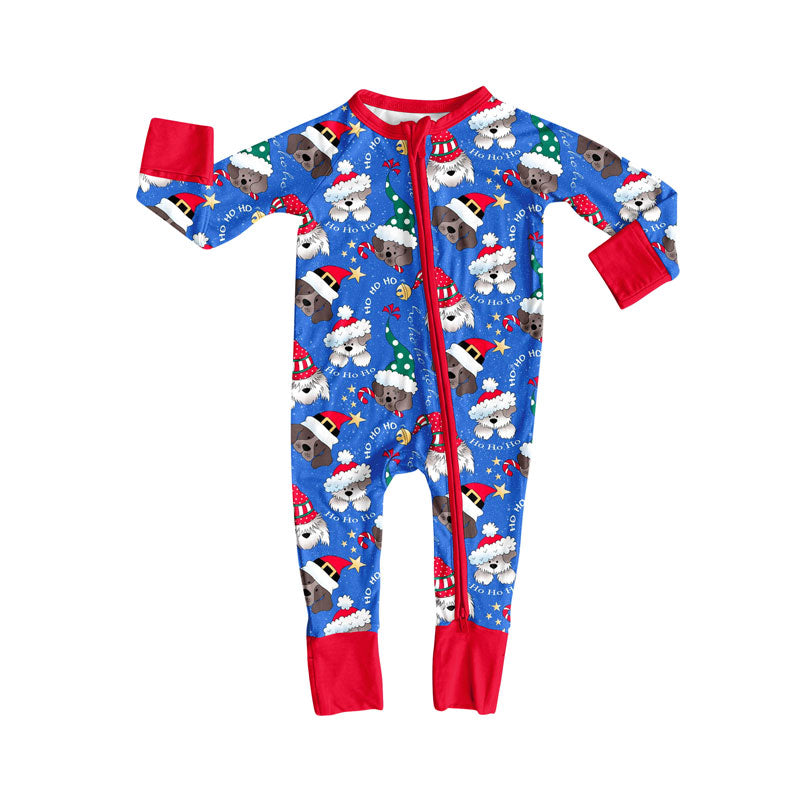 Christmas dog toddle baby boy zip romper preorder