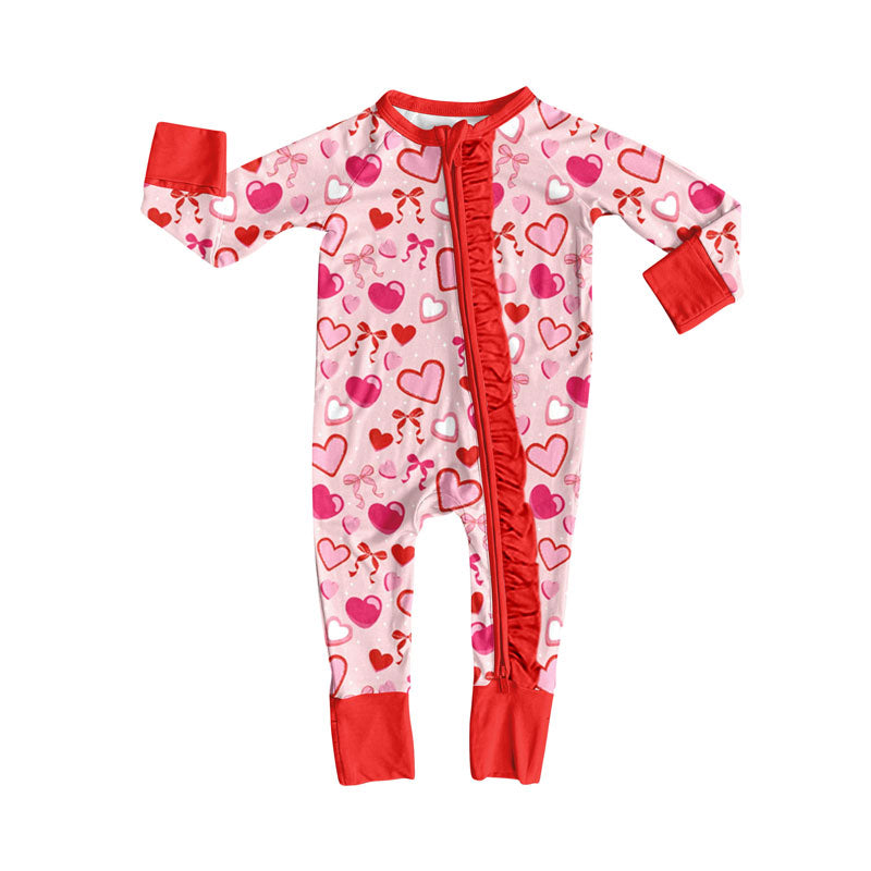 Valentines day heart toddle baby long sleeve romper preorder