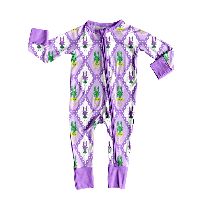 Mardi Gras toddle baby long sleeve romper preorder