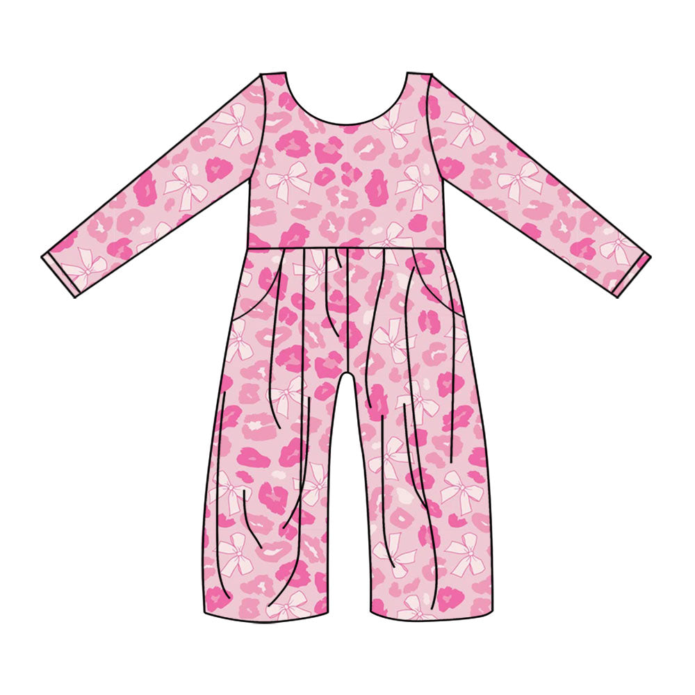 Toddle girls pink bow floral jumpsuit preorder