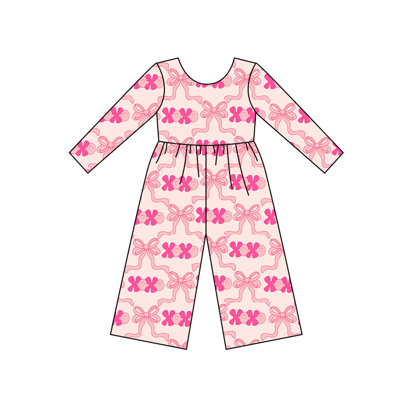 Toddle girls Valentines xoxo bow floral jumpsuit preorder