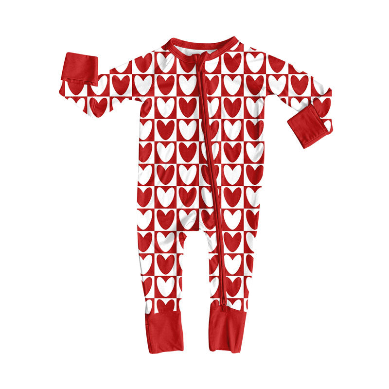 Valentines day heart toddle baby girl long sleeve romper preorder