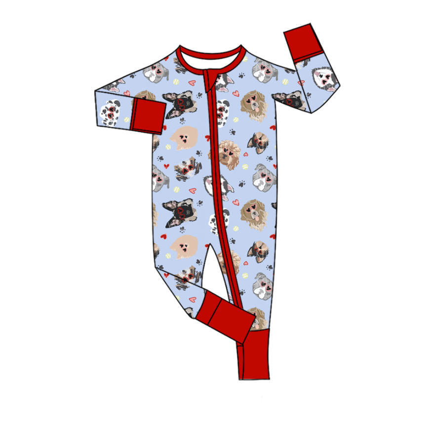 Valentines day dog design kids long sleeve romper preorder