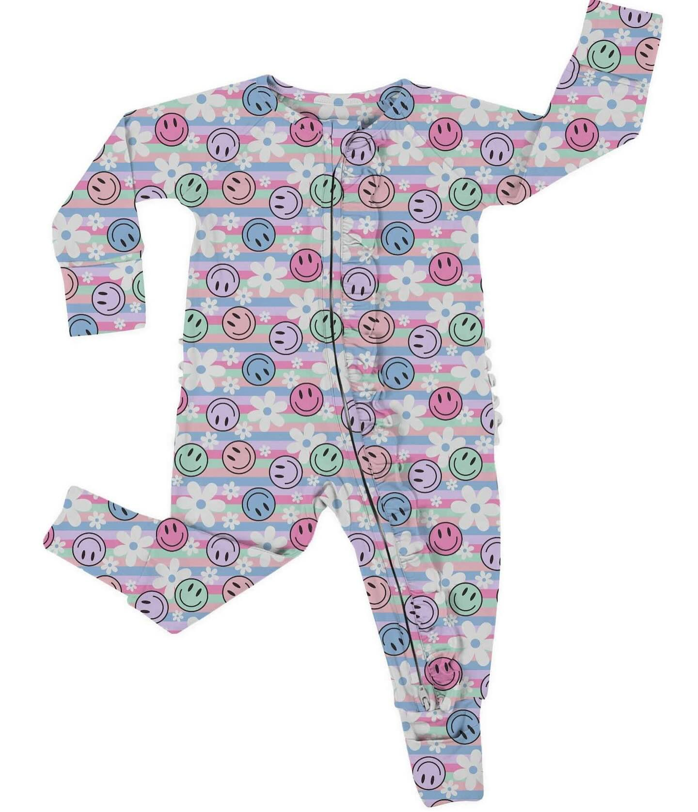 Toddle baby girls smile face long sleeve romper preorder