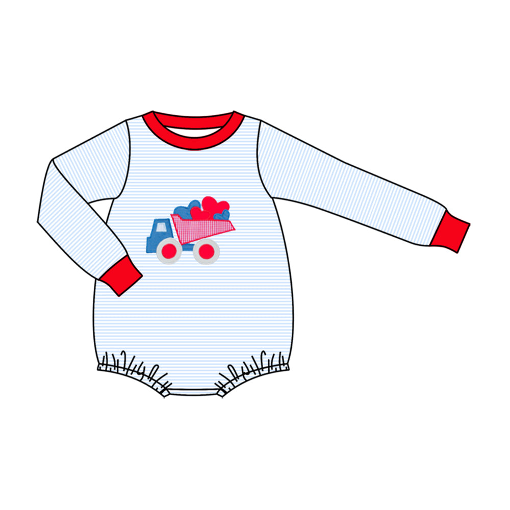 Toddle baby valentines truck design summer romper preorder