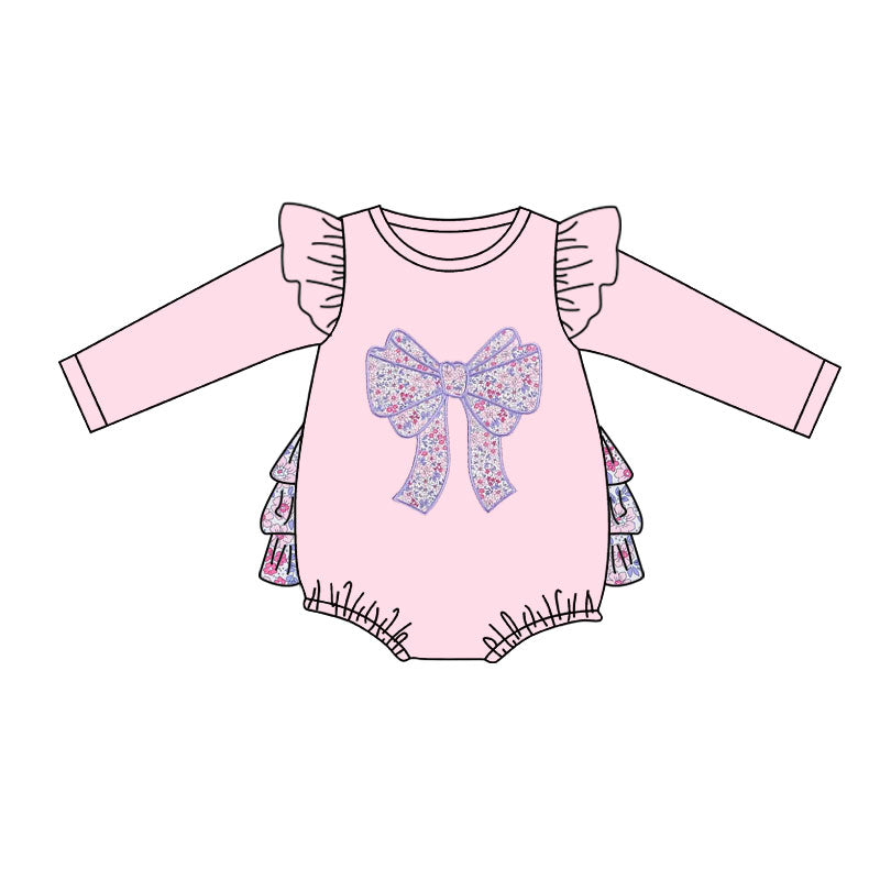 Lavender floral toddle baby girl long sleeve romper preorder