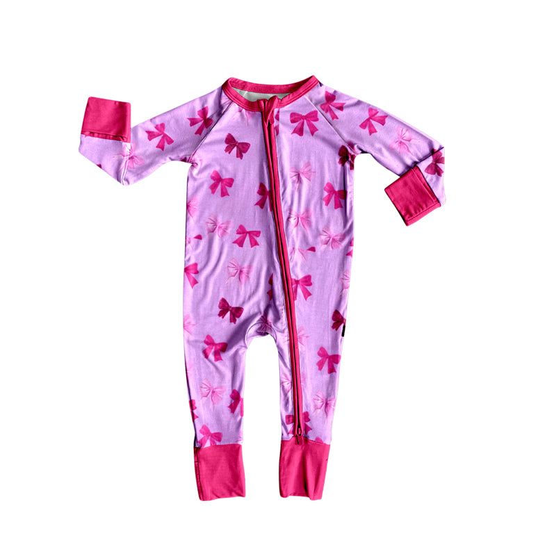 Hot pink cow toddle baby short sleeve zip romper preorder