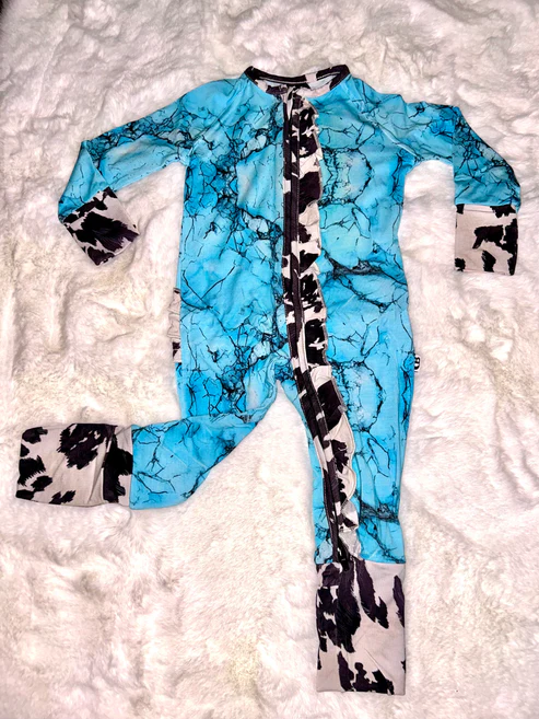Western toddle baby long sleeve zip romper preorder