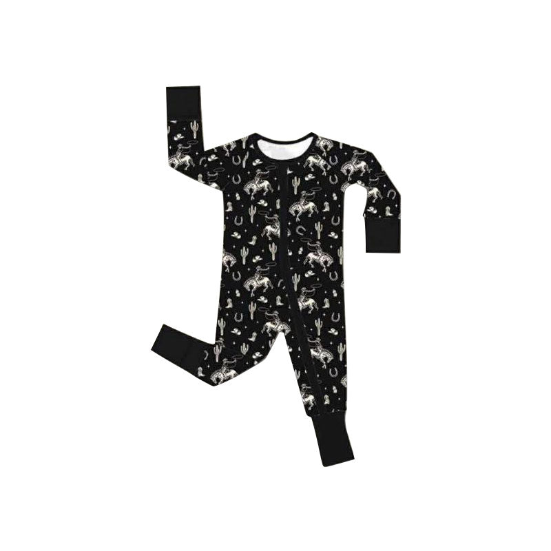 Western toddle baby long sleeve zip romper preorder