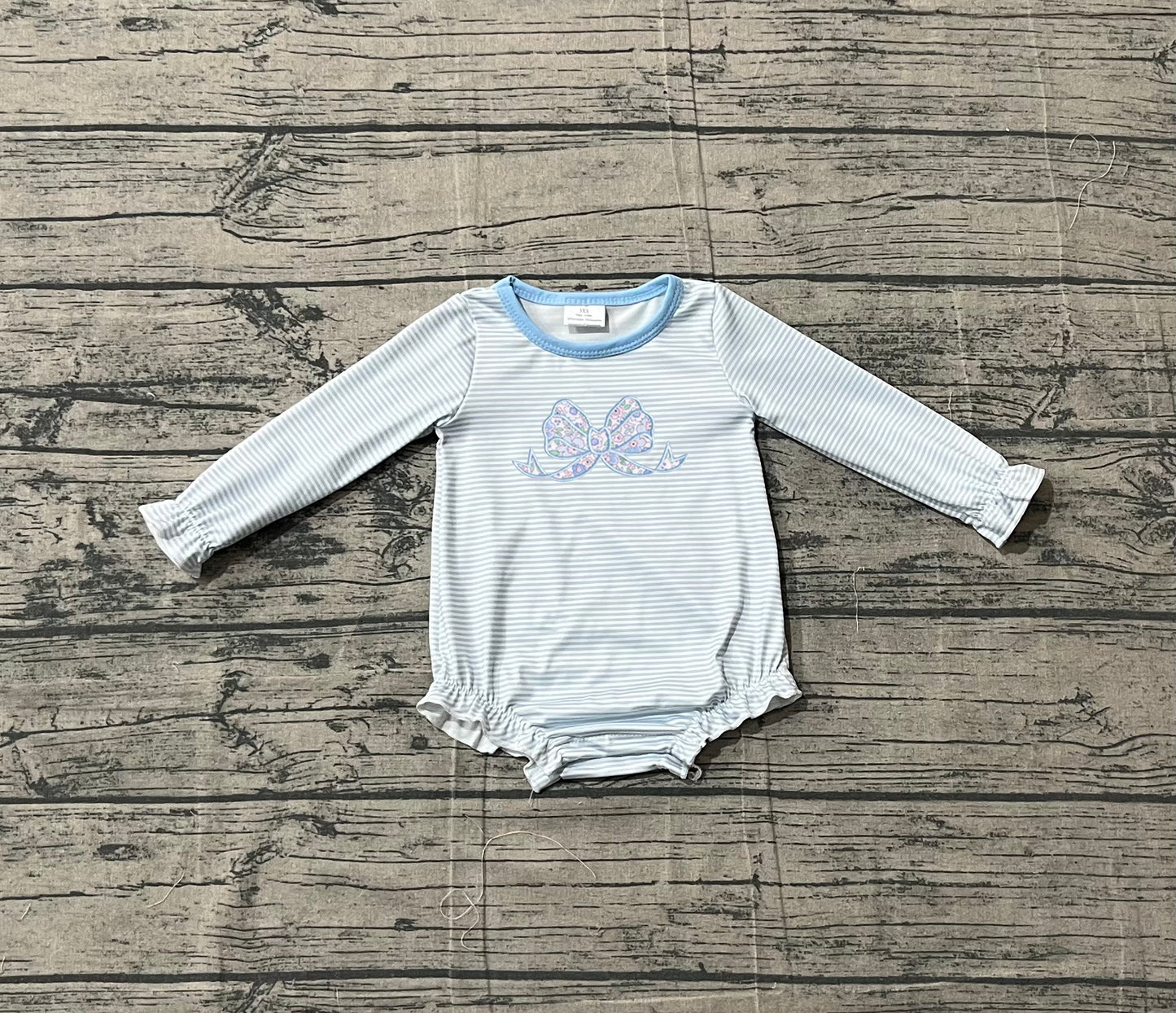 Embroidery Floral bow toddle baby long sleeve romper preorder