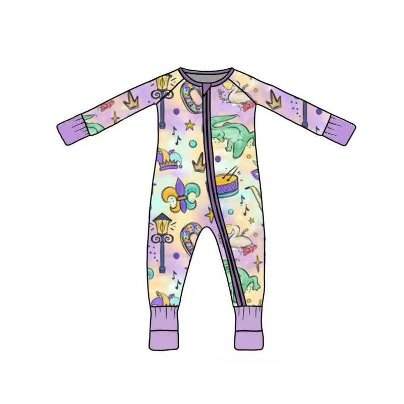 Toddle baby boy Mardi Gras romper preorder