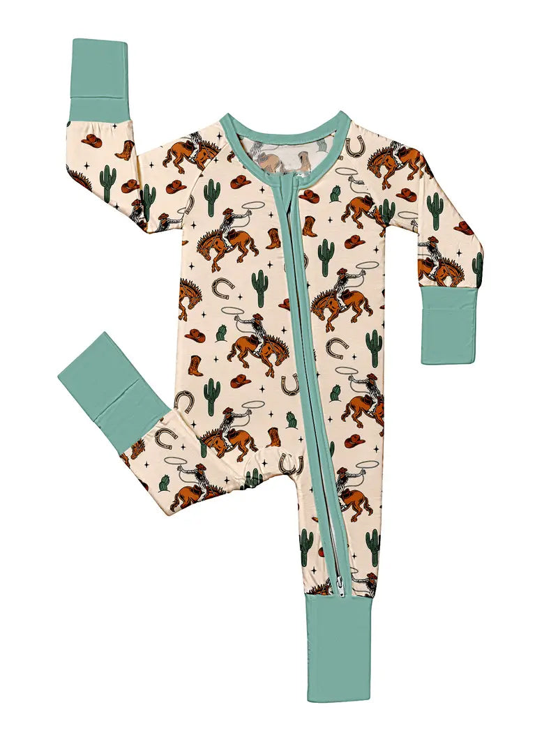 Western cowboy long sleeve zip romper preorder